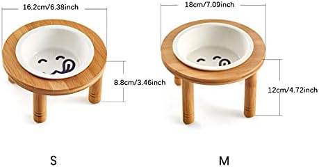 Podignuta zdjela zdjela za mačke keramička zdjela za pse s okruglim bambusovim stolom zdjela za hranu za mačke zdjela za