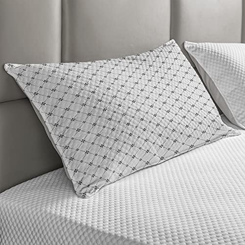 Ambasonne geometrijski prekriveni jastuk, ponavljajući isprekidani rombusi i cvijeće tisak teksture moderne umjetnosti, standardni