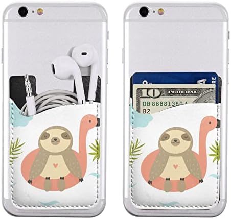 Sloth Flamingo držač kartice za telefon, PU kožna samoljepljiva id kreditna kartica za 2,4x3,5 inčni pametni telefon natrag
