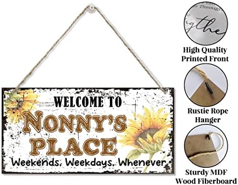 Edcto Vintage Style Sign, Welcome to Nanny's Place Weekends, radnim danima, kad god dekorativni, viseći drveni znak ukrasni,
