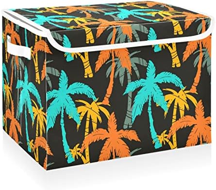 Cataku Hawaii palmine kante za odlaganje s poklopcima i ručkama, tkanina velika košarica za kockicu za odlaganje s poklopcima