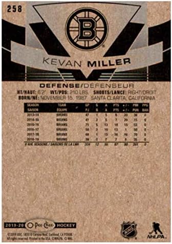 2019-20 o-pee-chee 258 Kevan Miller Boston Bruins NHL Trgovačka karta hokeja