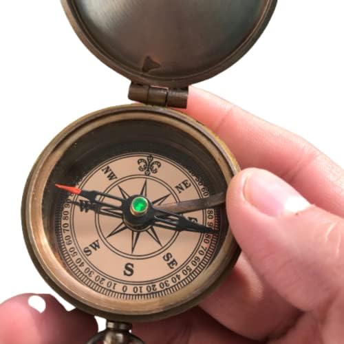 Dakle, uvijek možete pronaći svoj put natrag Antikni nautički mesingani ugravirani džepni kompas s kožnim kompasom kompasa