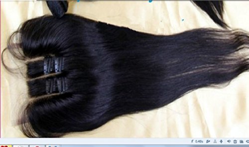 3-pojasni dio 4 * 4 čipkasti zatvarač na vrhu 16 Indijska Djevičanska kosa, ravna, prirodna boja može se obojiti zaštitni