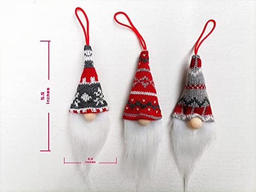 Gnomes ukrasi za božićno drvce Set od 3, ručno rađeni plišani gnomi Santa Elf, mogu se koristiti za ukrašavanje obiteljske