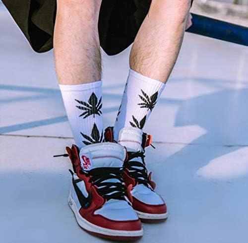 5 pari Uniseks pamučnih čarapa s lišćem marihuane, atletskih čarapa s visokim rastom marihuane