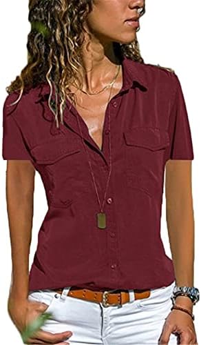 Ženske košulje s dugim rukavima Andongnywell Košulje su obično plus Plus prednji džepovi veličine sputavanje gumba bluza