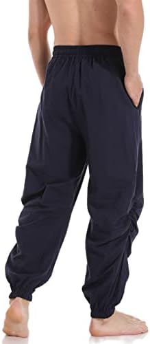 Paceiadta muške pamučne lanene hlače Elastični struk casual jogger joga hlače