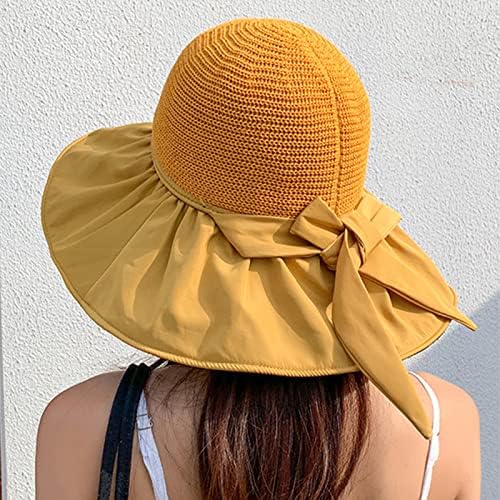 Široki rub izrez pramčane slame ribolove kape za spajanje kante šešir ženske preklopne kapice plaža plaža sunca šešir upf