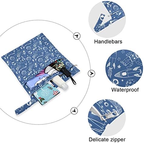 Zzxxb svemir raketna astronaut vodootporna mokra vrećica za višekratnu uporabu pelena mokra suha torba s džepom s patentnim