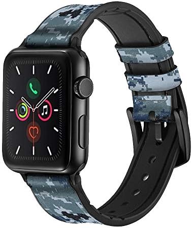 CA0274 Mornarička Camo kamuflažna grafička kože i silikonski remen za pametni sat za Apple Watch Iwatch Veličina 42 mm/44