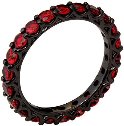 Komad nakita od crvenog rubina i punog kubičnog cirkonija, ženski zaručnički prsten od 10k crnog zlata ispunjen prstenom