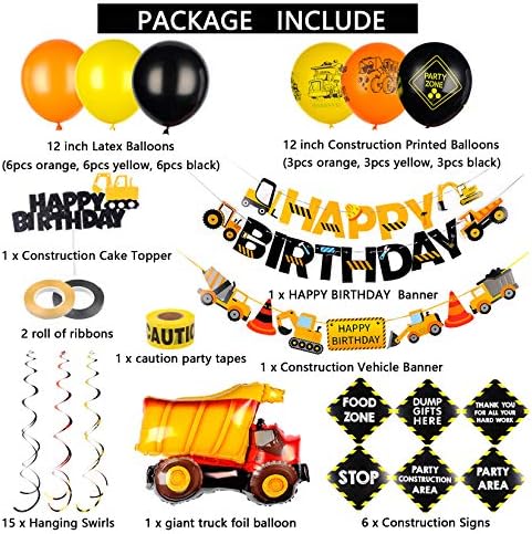 Građevinska rođendanska zabava Opskrba odlagališta kamion ukrasi za rođendan s građevinskim tiskanim balonima natpisni zastupnik