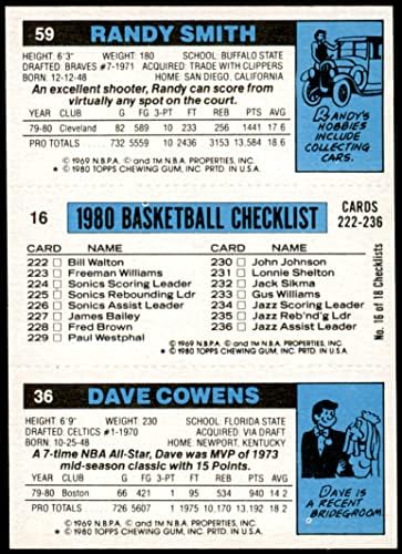 1980. Topps 36/16/59 Dave Cowens/Paul Westphal/Randy Smith NM/MT