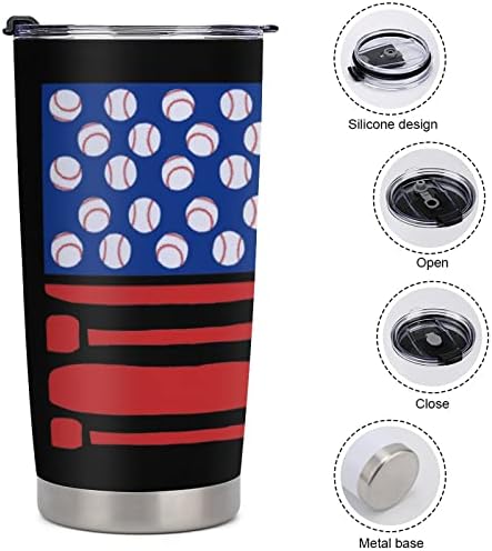 Američka zastava bejzbol plastična putnička šalica vakuuma izolirana šalica kave trajni automobil šalica modna šalica kave