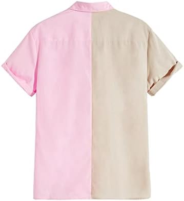 Muške košulje u prugama u boji s kratkim rukavima s prednjim džepom na kopčanje