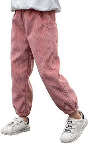 Sretne djevojčice Cherry Boys Corduroy Harem hlače za djecu elastični struk Joggers Solid Color Fleece Line hlača 4-9 godina