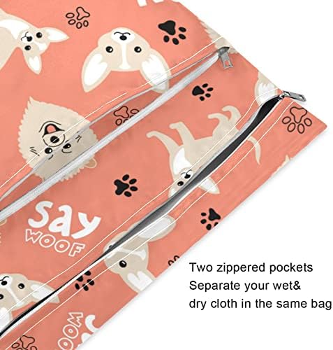 Zzxxb chihuahua pomeranski pas vodootporna mokra vrećica za višekratnu upotrebu tkanine mokra suha torba s džepom s patentnim