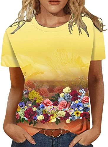 Ženski posadi čamac vrat pamuk grafički print cvjetni cvjetni fit opušteni fit brunch bluza majica za dame