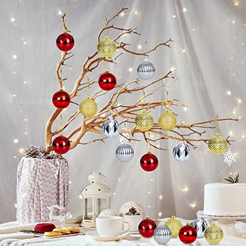 36pcs božićne kuglice ukrasi za božićno drvce ukrasi- 2,36 Crveno zlato srebrno svjetlucavo svjetlucavo plastično božićno