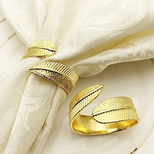 Pdgjg 12pcs/lot Zlatni listovi prstenovi salveti zlatni list krštenja metal metalni držač salvete za vjenčani darovi mladenkini