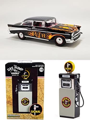 DieCast automobil s benzinskom pumpom - 1957 Chevy Bel Air Hot Rod Big Daddy Ed Roth, Black - Acme A1807014 - 1/18 Diecast
