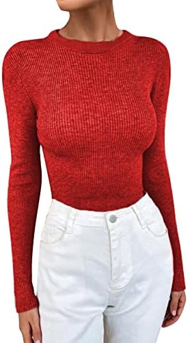 Ženski okrugli vrat džemper dugih rukava pleteni gornji gornji majica